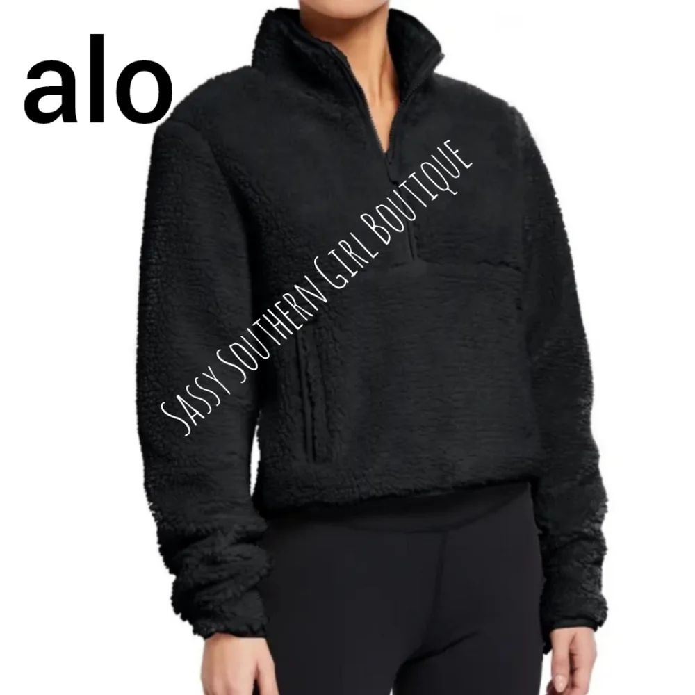 ⭐🆕alo black Sherpa cozy half zip pullover